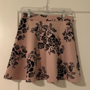 Pink Black Flower Mini Skirt